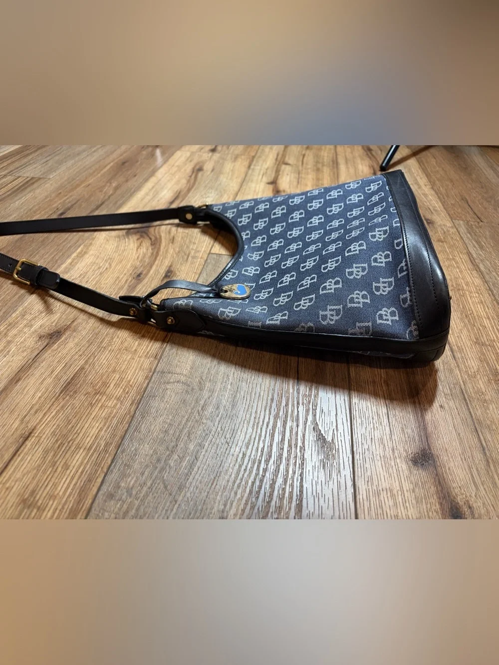 vintage Y2K-era Dooney & Bourke Signature Monogram Hobo Shoulder Bag